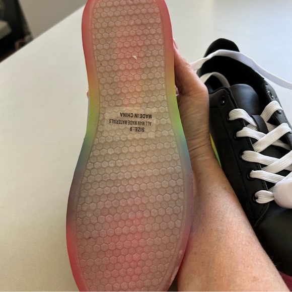 Qupid Black Sneakers with Rainbow Soles, Size 9 - Picture 4 of 5